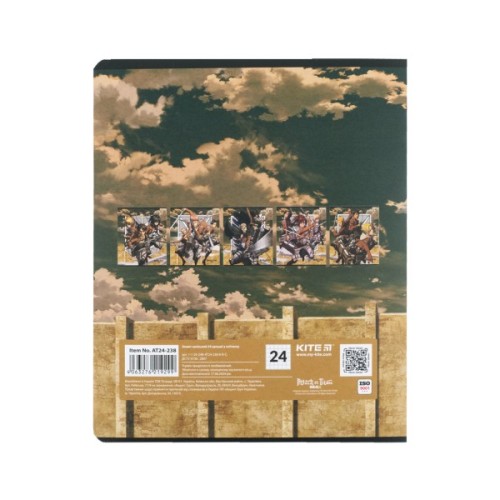Зошит Kite Attack on Titan, 24 аркуші, клітинка (AT24-238)
