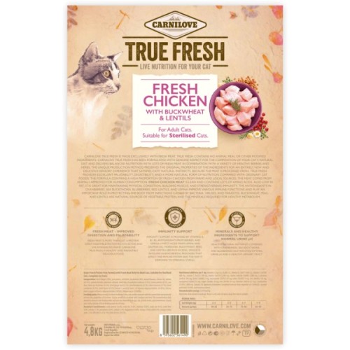 Сухий корм для кішок Carnilove True Fresh Cat Chicken 4.8 кг (8595602561490)