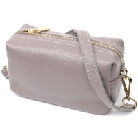 Сумка Vintage Жіноча з двома ременями з натуральної шкіри Сіра (22275)