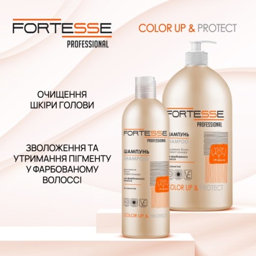 Шампунь Fortesse Professional Color Up & Protect Для фарбованого волосся Стійкість кольору 400 мл (4820000307376)