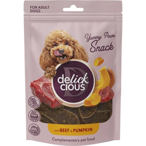 Ласощі для собак Delickcious з яловичиною і гарбузом 80 г (4820269147355)