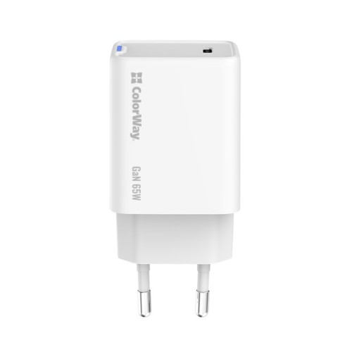 Зарядний пристрій ColorWay GaN Mini 65W PD Port PPS USB-C white (CW-CHS049PD-WT)