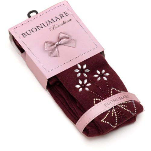 Колготки дитячі BNM з квітами зі страз (M0C0302-1163-9G-burgundy)