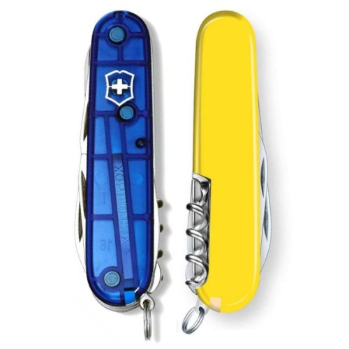 Ніж Victorinox Huntsman Ukraine 91 мм Синьо-прозорий/Жовтий (1.3713.T2.8)