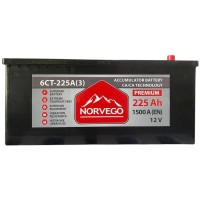 Акумулятор автомобільний NORVEGO ВЕСТА Premium 225A +лів (3) (1500 пуск)