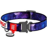 Нашийник для тварин WAUDOG Nylon з QR паспортом "NASA21" металева пряжка-фастекс S (4506-0148)