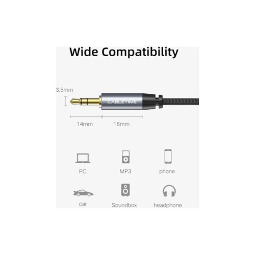 Кабель мультимедійний 3.5mm M to 3.5mm M 1.8m Cabletime (CA915262)