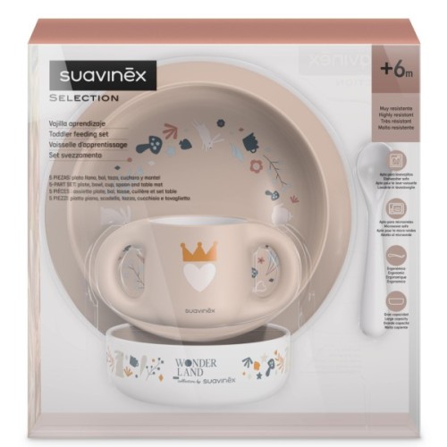 Набір дитячого посуду Suavinex Wonderland +6 міс. світло-рожевий (308808)