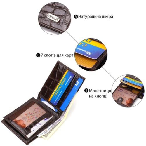 Гаманець Canpellini З натуральної шкіри Коричневий (21943)
