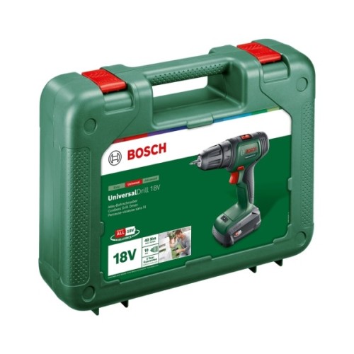 Шуруповерт Bosch UniversalDrill 18V 18В 1х1.5Агод 20Нм 0-4400-1450обхв кейс ЗП 1.3кг (0.603.9D4.001)
