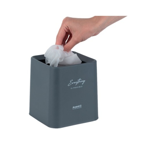 Кошик для паперів Axent Настільний контейнер для сміття, квадратний, сірий (2132-03-A)