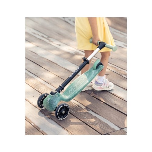 Самокат QPlay Sparkling триколісний дитячий з LED підсвіткою колес Green (ST006SparklingGreen)