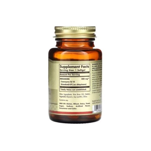 Вітамінно-мінеральний комплекс Solgar Коензим Q-10, 200 мг, Megasorb CoQ-10, 60 гелевих капсул (SOL-00968)