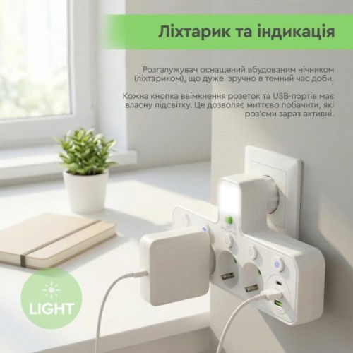 Мережевий фільтр живлення XoKo XK-SPW-4-2-1-WH
