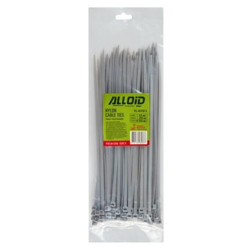 Стяжка Alloid 4.8х250мм, пластик, 100шт./уп., сірий (PC-48250G)