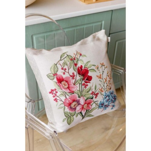 Наволочка Прованс гобеленова декоративна Квіти в рамці 45х45 см (034209)