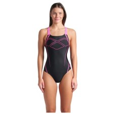 Купальник Arena Graphic Swimsuit Swim Pro Back 009024-590 чорний, рожевий 42 (3468337554066)