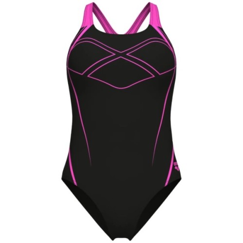 Купальник Arena Graphic Swimsuit Swim Pro Back 009024-590 чорний, рожевий 42 (3468337554066)