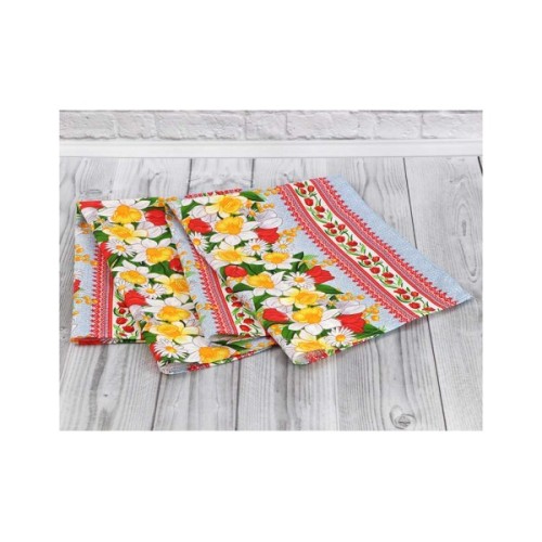 Рушник Руно вафельний набивний Весняні квіти -3, 45х80 см (202.15_Весняні квіти_3)