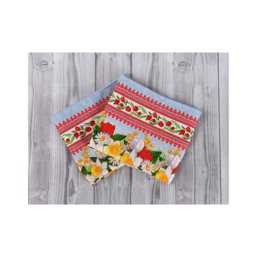 Рушник Руно вафельний набивний Весняні квіти -3, 45х80 см (202.15_Весняні квіти_3)