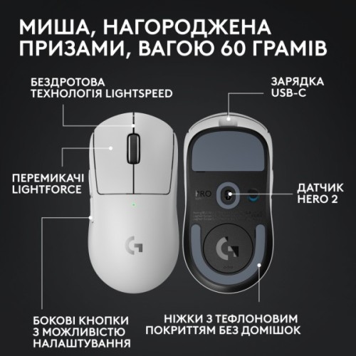 Мишка Logitech G Pro X Superlight 2 Lightspeed Wireless White (910-006638)