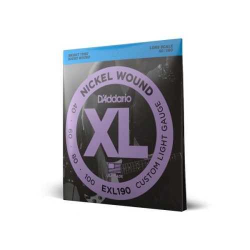 Струни для гітари D'Addario XL Nickel Wound Bass Custom Light (40-100) (EXL190)