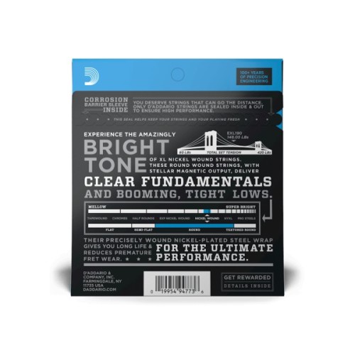 Струни для гітари D'Addario XL Nickel Wound Bass Custom Light (40-100) (EXL190)