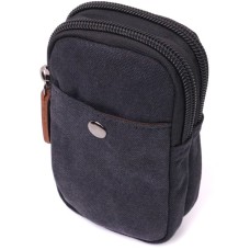 Сумка Vintage Чохол на пояс з металевим карабіном з текстилю Чорна (22223)