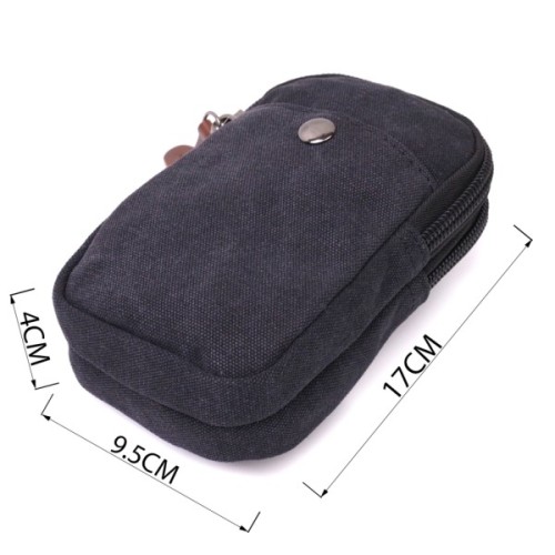 Сумка Vintage Чохол на пояс з металевим карабіном з текстилю Чорна (22223)