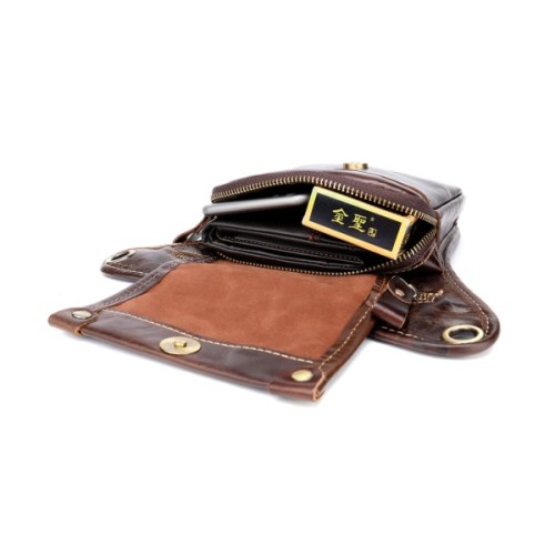 Сумка Vintage На пояс шкіряна Коричнева (20013)