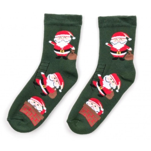 Шкарпетки дитячі BNM з Сантою (M1C0101-2024-1-greenred)