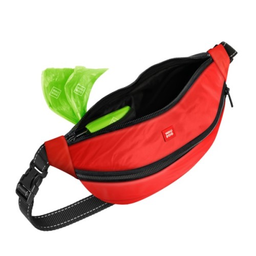 Поясна сумка-бананка для собак WAUDOG Family 33х17х10 см червона (56893)
