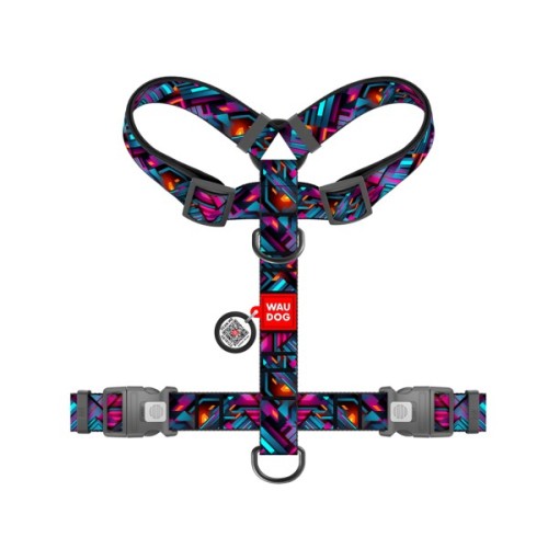 Шлея для собак WAUDOG H-подібна анатомічна Nylon з QR адресником "Нескінченні світи" пластиковий фастекс S (343-4058)