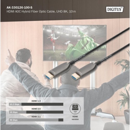 Кабель мультимедійний HDMI M to HDMI M 10m 8K AOC hybrid-fiber black Digitus (AK-330126-100-S)