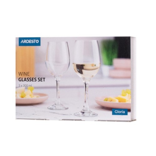 Набір келихів Ardesto Gloria, 300мл, 3шт, скло, прозорий (AR2630GWT)