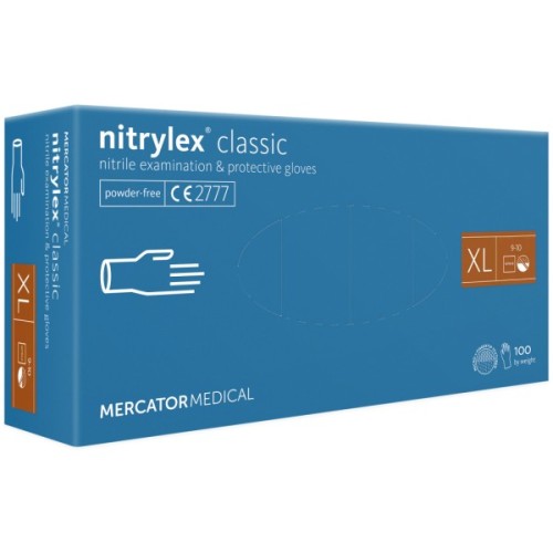 Медичні рукавички Mercator Medical Nitrylex Classic Нітрилові Неопудрені діагностичні Розмір XL Сині 100 шт. (3.1020) (5906615028796)