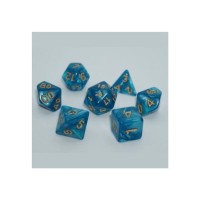 Набір кубиків для настільних ігор Games 7 Days Pearl 7 Dice Set - Light blue (w-gold) (g7dpearl15)