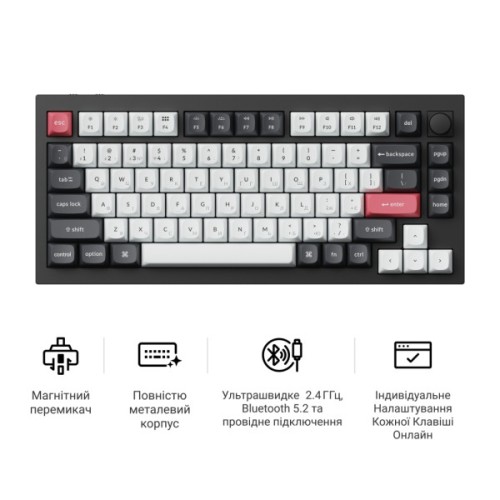 Клавіатура Keychron Q1 HE Magnetic Switch RGB UA Black (Q1H-M1-UA)