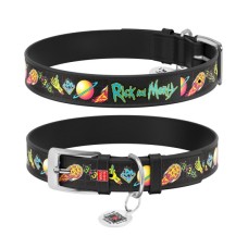 Нашийник для тварин WAUDOG Design з QR паспортом "Рік та Морті 3" Ш 25 мм Д 38-49 см чорний (3605-0282-01)