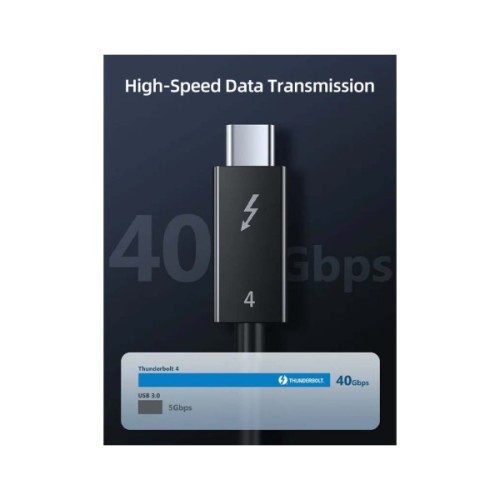 Дата кабель USB-C to USB-C 1.0m Thunderbolt 4 100W (20V/5A) 8K60Hz Cabletime (CA915422)