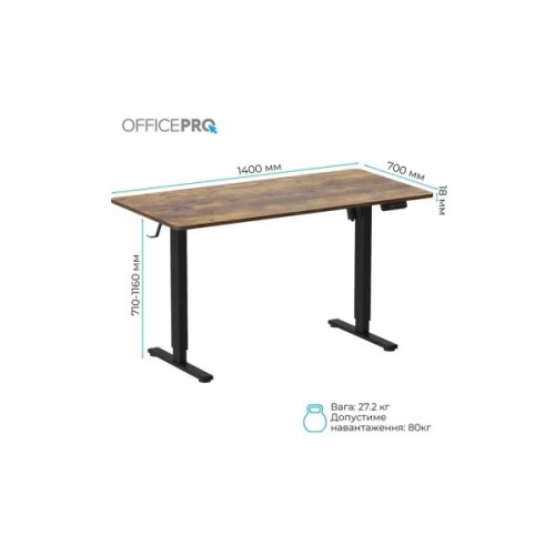 Комп'ютерний стіл OfficePro ODE1470DW Dark Wood/Black (ODE1470DW)