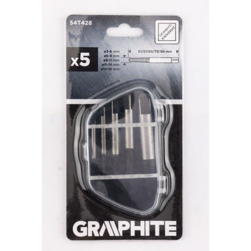 Екстрактор Graphite зламаних гвинтів 3-19мм, набір 5шт (54T428)
