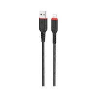 Дата кабель USB 2.0 AM to Lightning 1.0m 2.4A nylon X59 black HOCO (6931474744869)