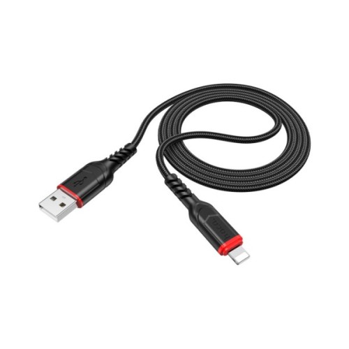 Дата кабель USB 2.0 AM to Lightning 1.0m 2.4A nylon X59 black HOCO (6931474744869)