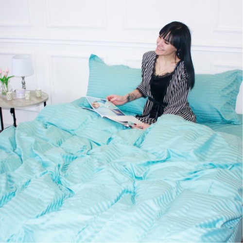 Постільна білизна MirSon SatinStripe 30-0015GreenWave 220х240 King Size (2200005253267)