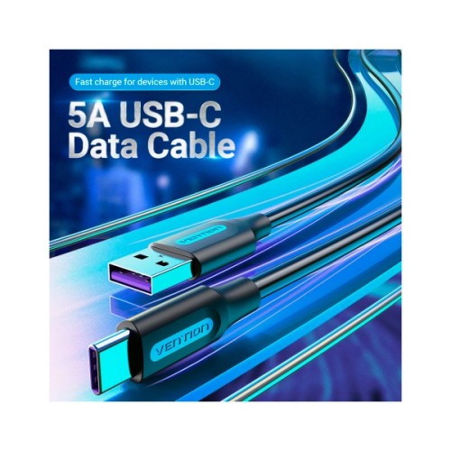 Дата кабель USB 2.0 AM to USB-C 0.5m 5.0A (25W) PVC black Vention (CORBD)