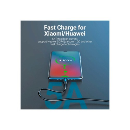 Дата кабель USB 2.0 AM to USB-C 0.5m 5.0A (25W) PVC black Vention (CORBD)