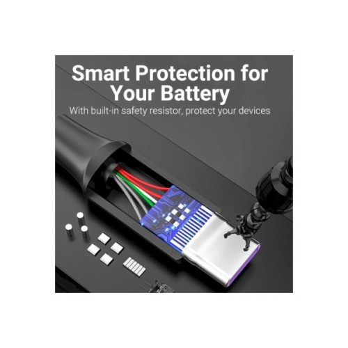 Дата кабель USB 2.0 AM to USB-C 0.5m 5.0A (25W) PVC black Vention (CORBD)