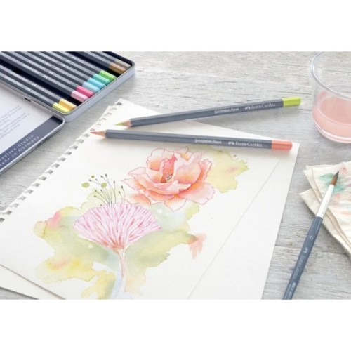 Олівці кольорові Faber-Castell GoldFaber Pastel,акварельні, металевий пенал 12 кольорів (114622) (31788)