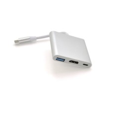 Концентратор Voltronic USB-C 3-in-1 USB 3.0 + USB-C + HDMI 0.1m 4K/2K silver (YT-C-T-C(M)/HDMI(F)/USB3)